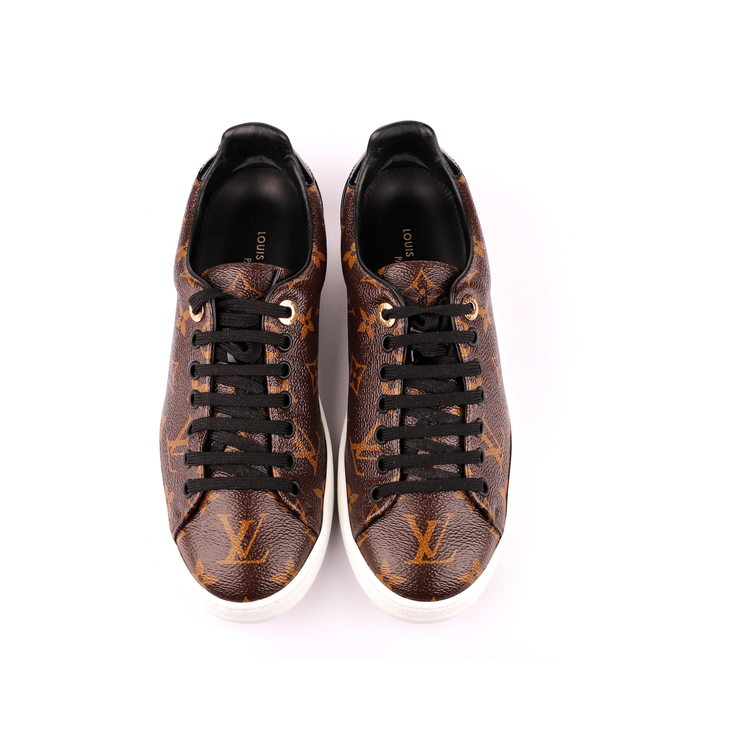Louis Vuitton Monogram Canvas Leather Trim Frontrow Sneakers Size 36