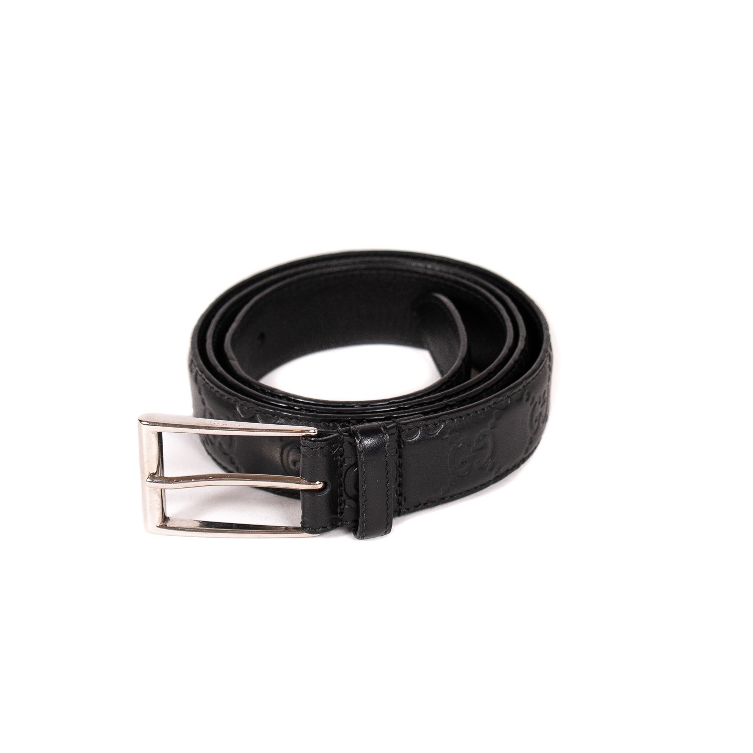 Gucci Black Leather Guccissima Belt 95CM