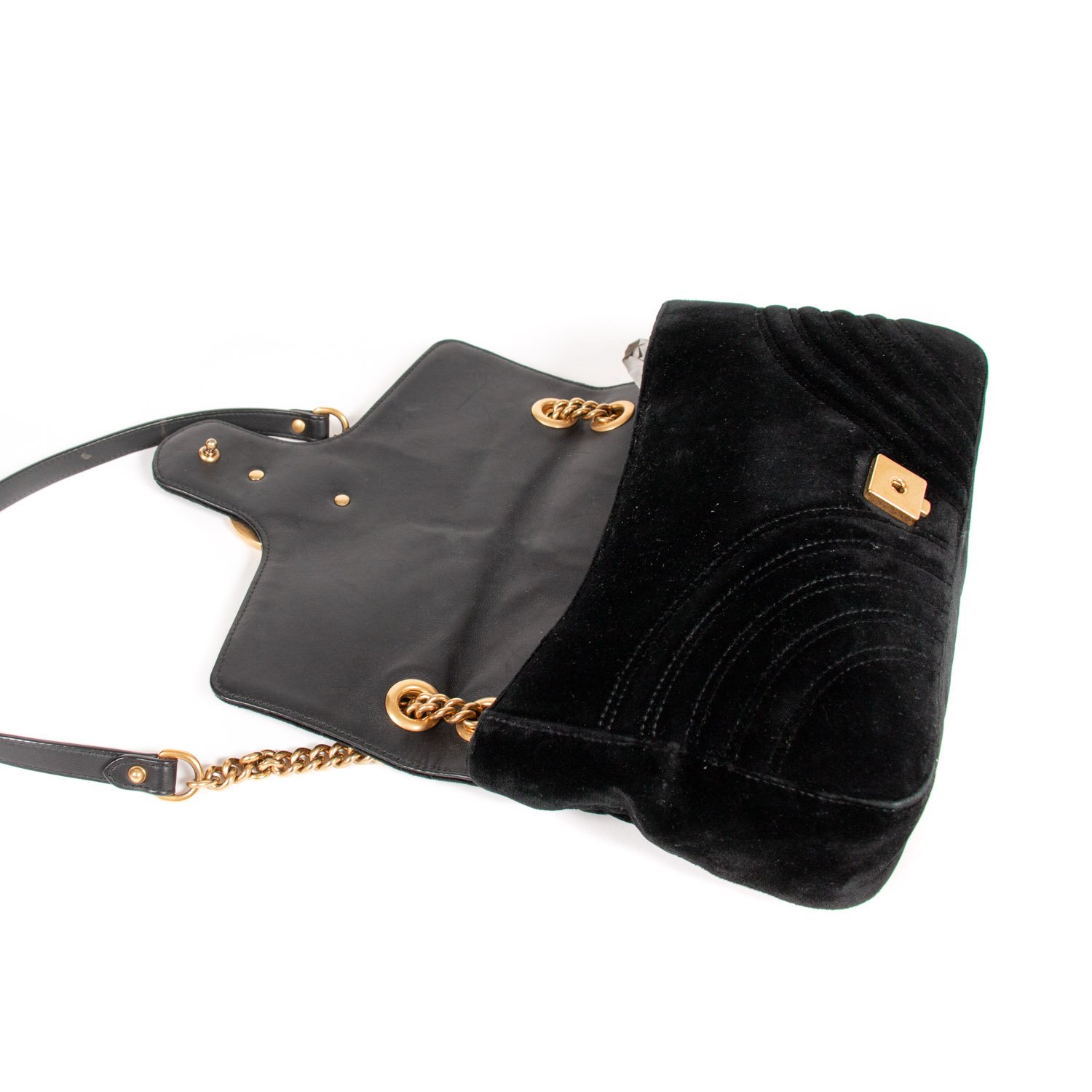 Gucci Black Velvet GG Medium Matelasse Shoulder Bag