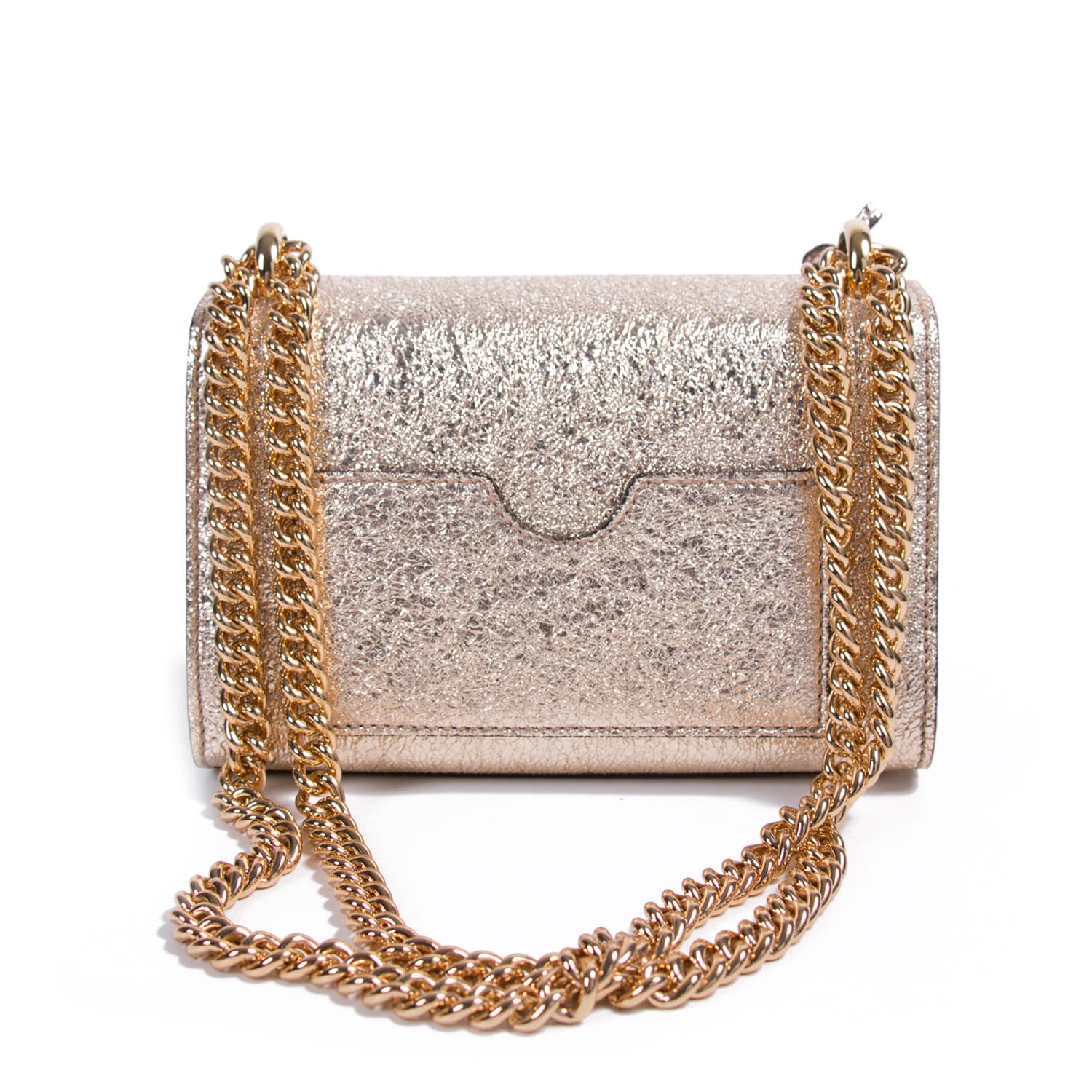 Gucci Metallic Gold Leather Padlock Chain Shoulder Bag