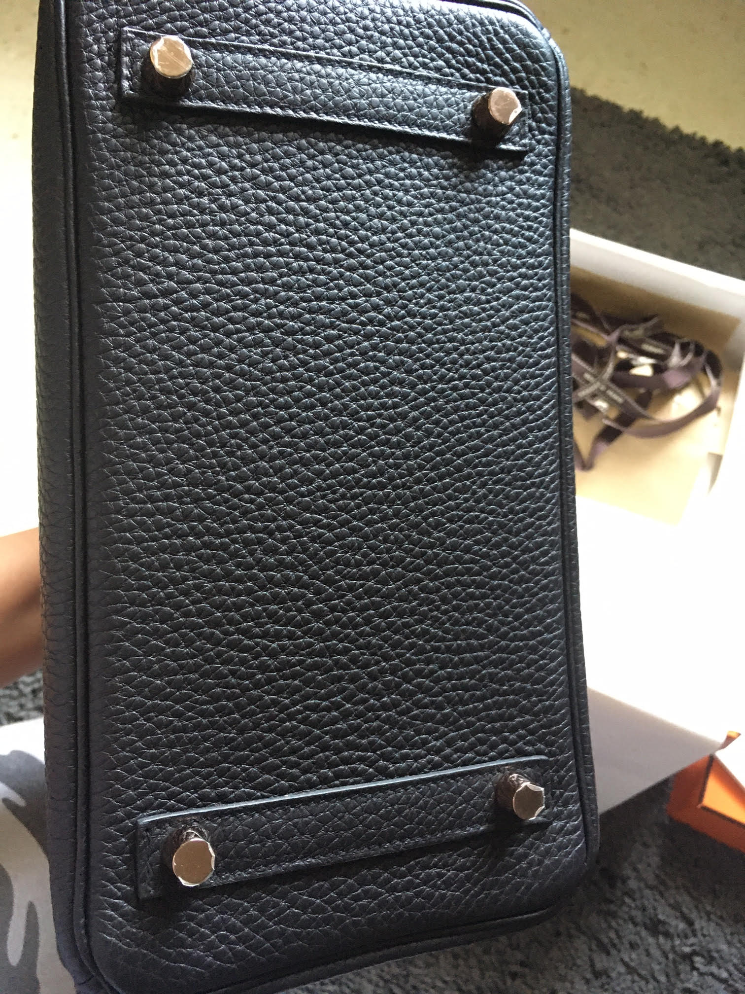 Hermes Black Togo Leather Rose Gold Hardware Birkin 25 Bag
