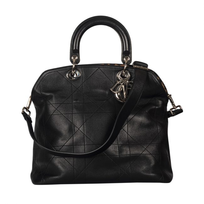 Dior Black Cannage Quilted Lambskin Leather Large Granville Tote