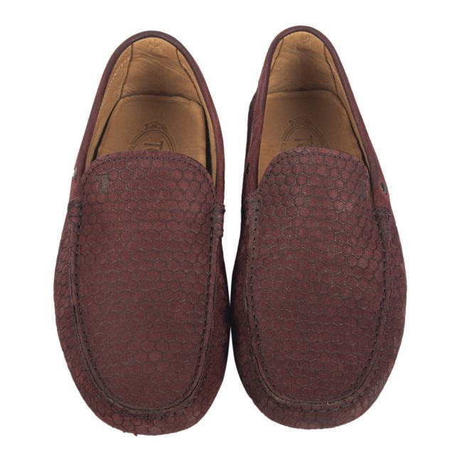 Tod’s Maroon Suede Slip On Loafers Size 6.5