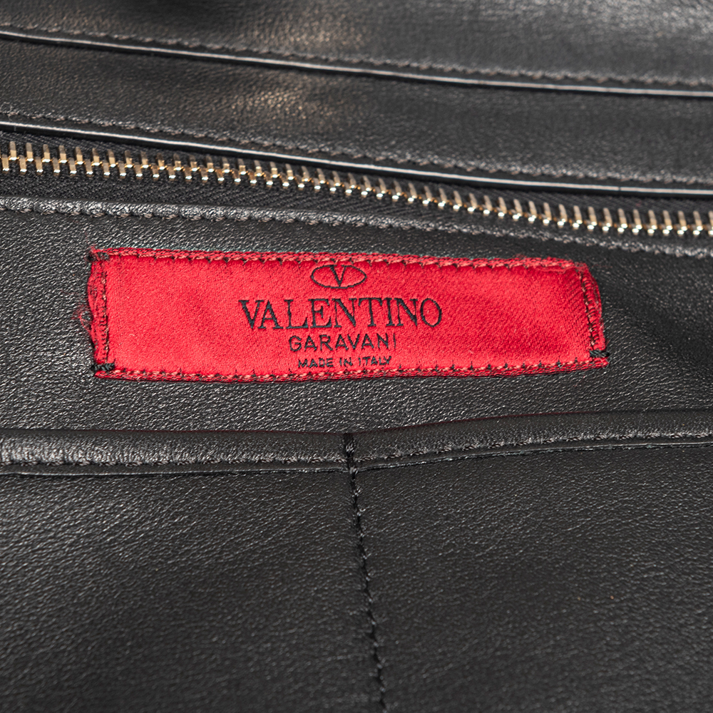 Valentino Black Leather Medium Rockstud Tote