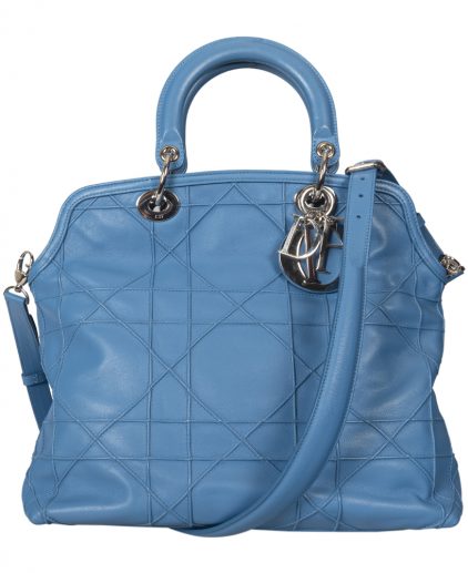 Dior Blue Cannage Quilted Lambskin Leather Granville Tote
