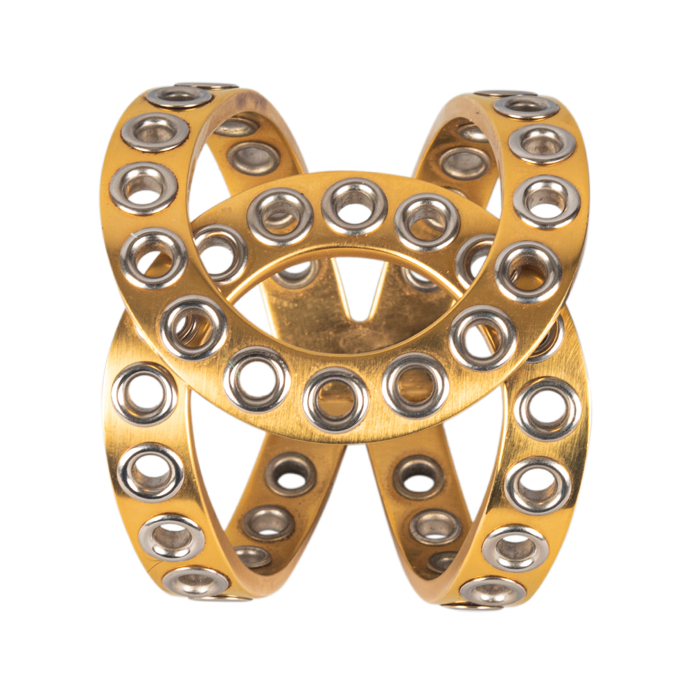 Chanel Gold Tone CC Grommet Logo Cuff
