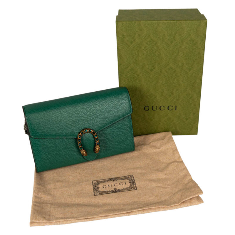 Gucci Green Leather Mini Dionysus Shoulder Bag