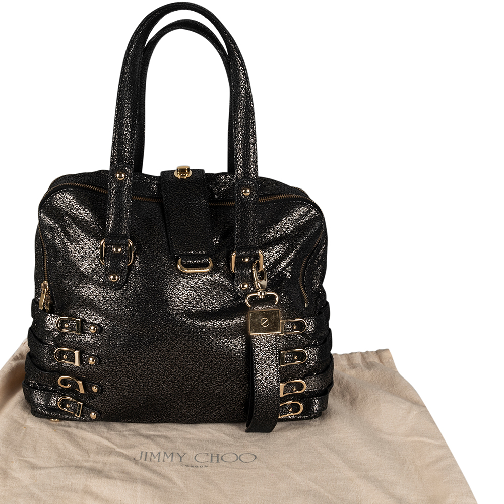 Jimmy Choo Black Perforated Leather Bree Shoulder Bag