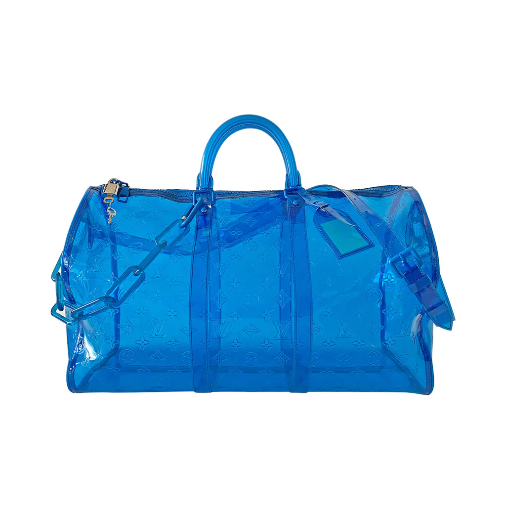 Louis Vuitton Blue Monogram Prism Keepall Bandouliere 50 Bag Louis