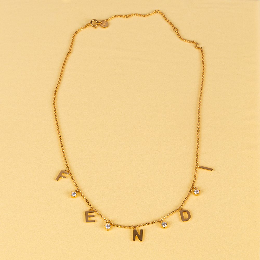 Fendi Gold Tone Signature Necklace