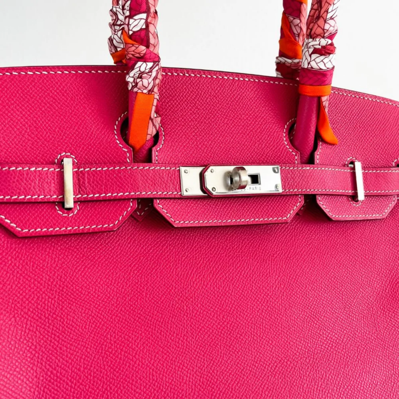 Hermes Rose Tyrien Epsom Leather Palladium Hardware Birkin 30 Bag