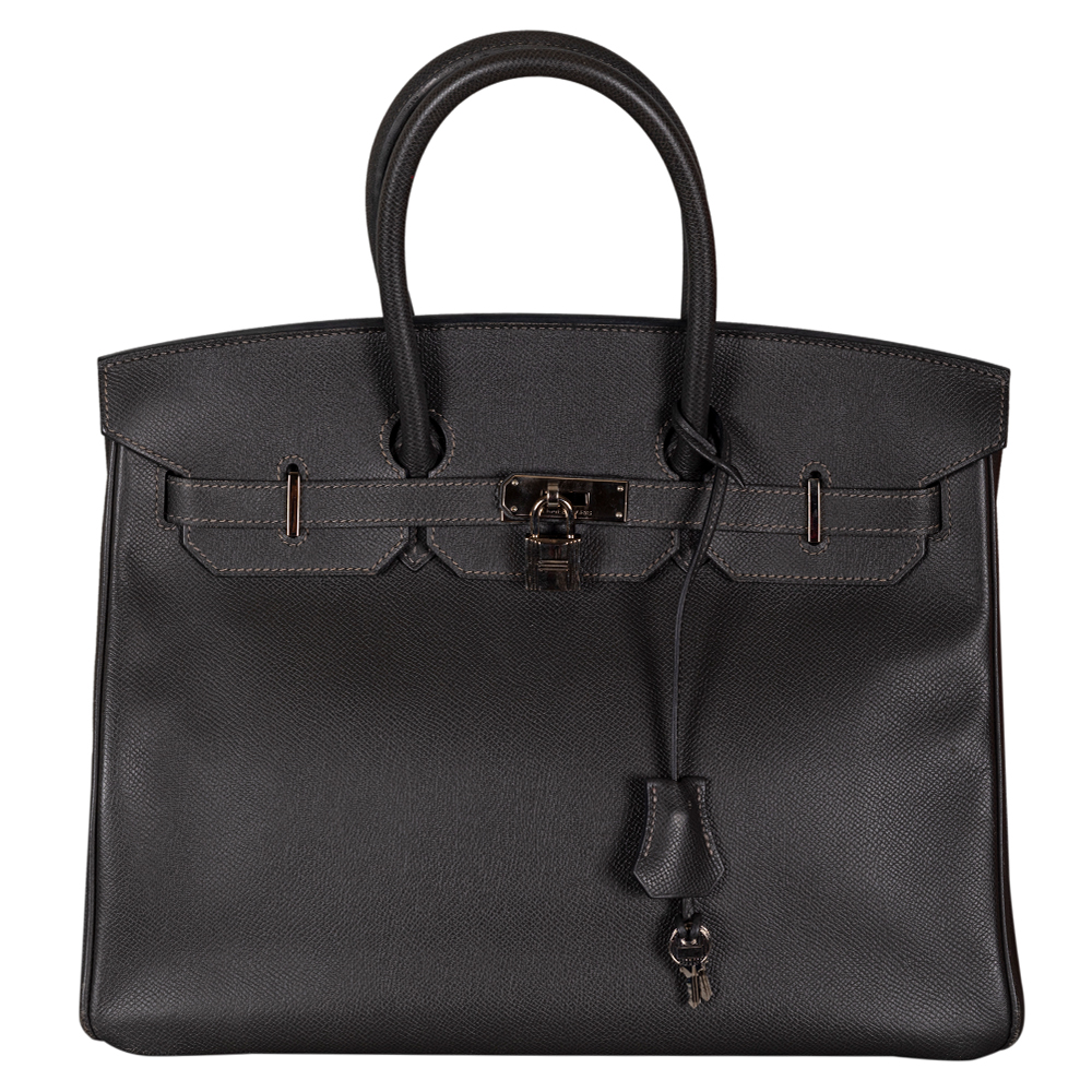 Hermes Graphite Dark Grey Togo Leather Palladium Hardware Birkin 35 Bag