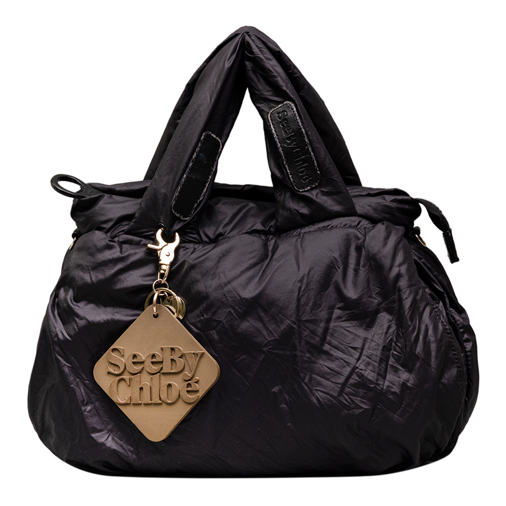 See By Chloe Mini Joy Rider Black Satin Shoulder Bag