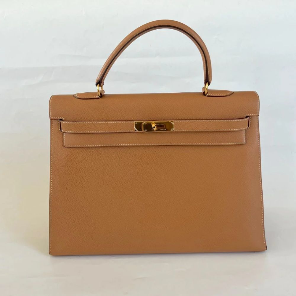 My Luxury Bargain Hermes Brown Leather Gold Finish Kelly Sellier 35 Bag 2