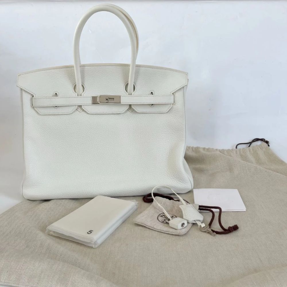 My Luxury Bargain Hermes White Togo Leather Palladium Hardware Birkin 35 Bag 6